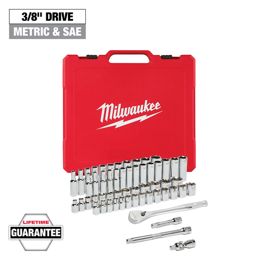 Milwaukee Tool 48-22-9008 Ratchet & Socket Set 3/8 in. Drive 56 Piece SAE Metric
