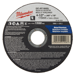 MILW 49-94-4500 WHEEL 4-1/2 X .045 X 7/8 TYPE 1