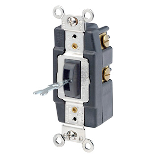 Product image for Leviton 1257-L 120/277 VAC 20 Amp SPDT 2 Hp Brown Thermoplastic Self Grounding Momentary Contact Locking Toggle Quiet Switch