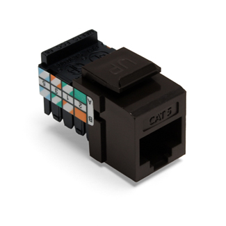 Product image for Leviton 41108-RB5 Category 5 Brown Plastic Snap-In 8-Position 8-Conductor UTP Jack Connector