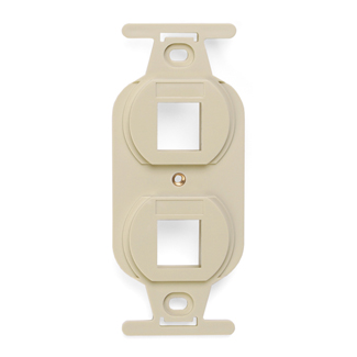 Product image for Leviton 41087-2IP 1.74 x 0.45 x 4.1 Inch 2-Port Ivory Plastic Flush Mount Standard 106 Duplex Decorator Wallplate Insert