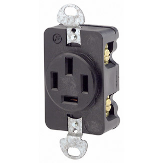 Product image for Leviton 7250-FR 120/208 Volt Star 20 Amp 4-Pole 4-Wire NEMA 18-20R Black Nylon Flush Mount Straight Blade Receptacle