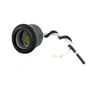 Product image for Leviton 124-D 250 Volt 660 W Black Rubber 1-Circuit Keyless Medium Incandescent Lampholder