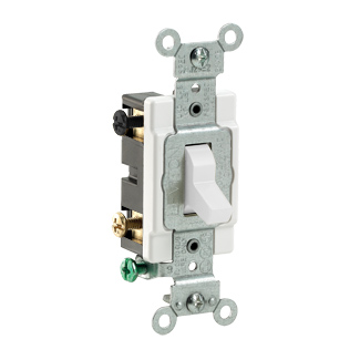 Product image for Leviton CS420-2W 120/277 VAC 20 Amp 2 Hp 4-Way White Thermoplastic Grounding Toggle Quiet Switch