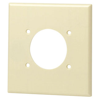 Product image for Leviton 80526-I 4.562 x 0.26 x 4.5 Inch 2-Gang Smooth Ivory Thermoset Device Mount Standard Receptacle Wallplate
