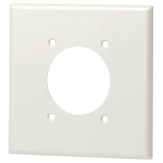 Product image for Leviton 80526-W 2 Gang White 2.15 Diameter Hole Wallplate