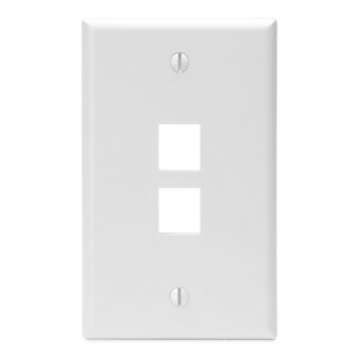 Product image for Leviton 41080-2WP 2.75 x 0.45 x 4.5 Inch 1-Gang 2-Port White Plastic Flush Mount Wallplate