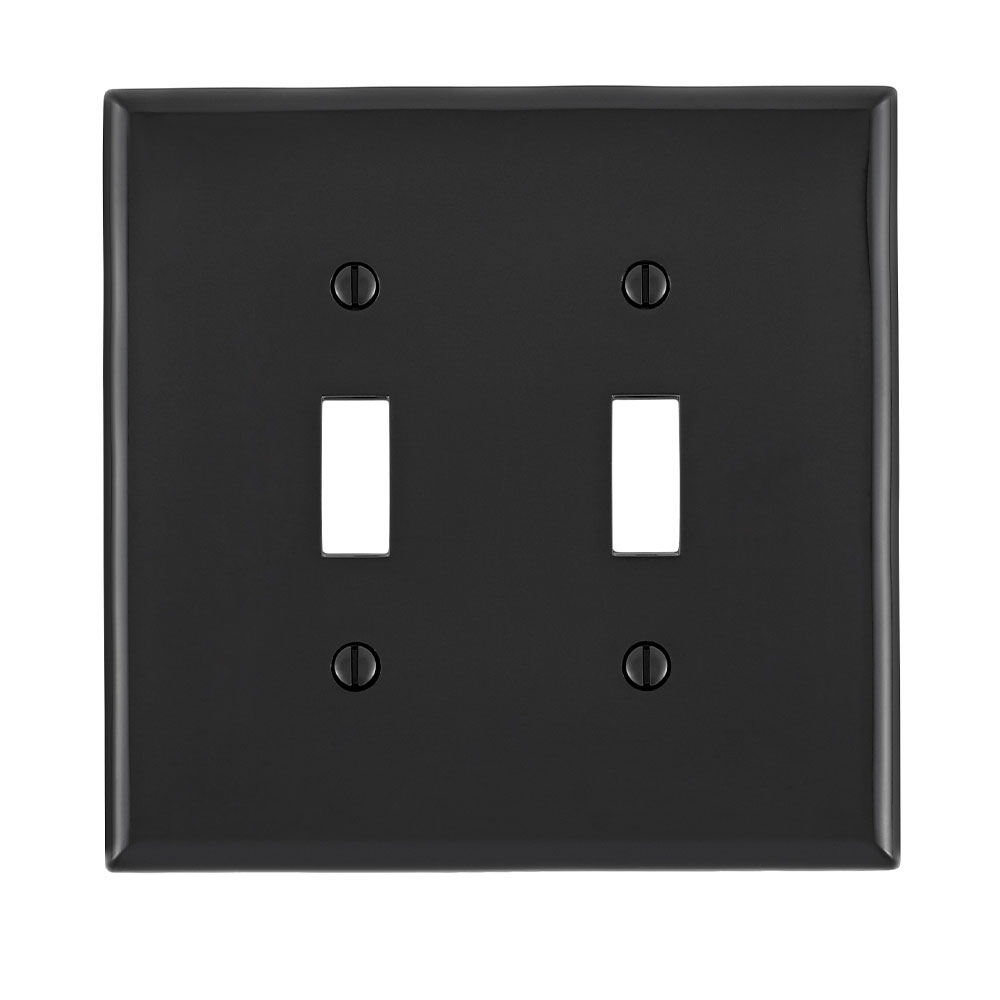 Product image for Leviton PJ2-E 2-Gang Toggle Device Midway Size Thermoplastic Nylon Device Mount Black Switch Wallplate