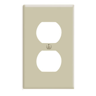 Product image for Leviton 86003 1-Gang Duplex Receptacle Wallplate, Thermoset, Ivory