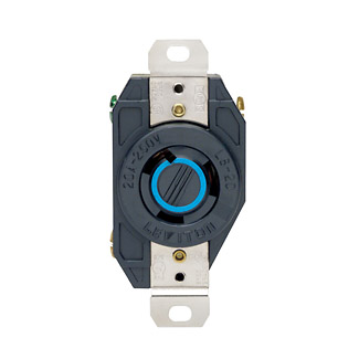 Product image for Leviton 2320 20amp 250v Black Locking Single Flush Receptacle, 2-Pole 3-Wire, Industrial Grade