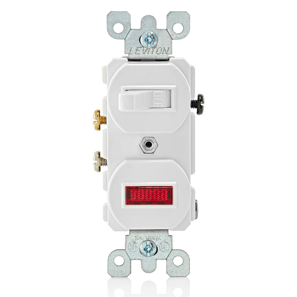 Product image for Leviton 5226-W 120/277 VAC 15 Amp 1-Pole 1/2 Hp White Thermoplastic Non-Grounding Duplex AC Combination Switch