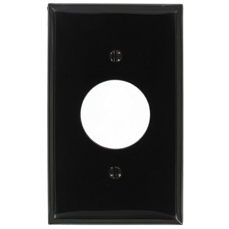 Product image for Leviton 80704-E 1-Gang Single 1.406 Inch Hole Device Mount Receptacle Standard Size Black Wallplate