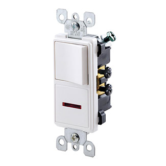 Product image for Leviton 5626-W 120 Volt 15 Amp White Thermoplastic Grounding Decorator Combination Switch