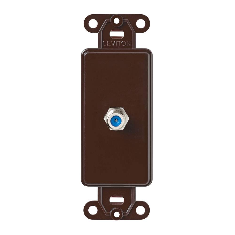 Product image for Leviton 40681-B 1.4 x 0.31 x 4.13 Inch Brown Plastic Flush Mount Decorator F-Connector Telephone and Video Insert