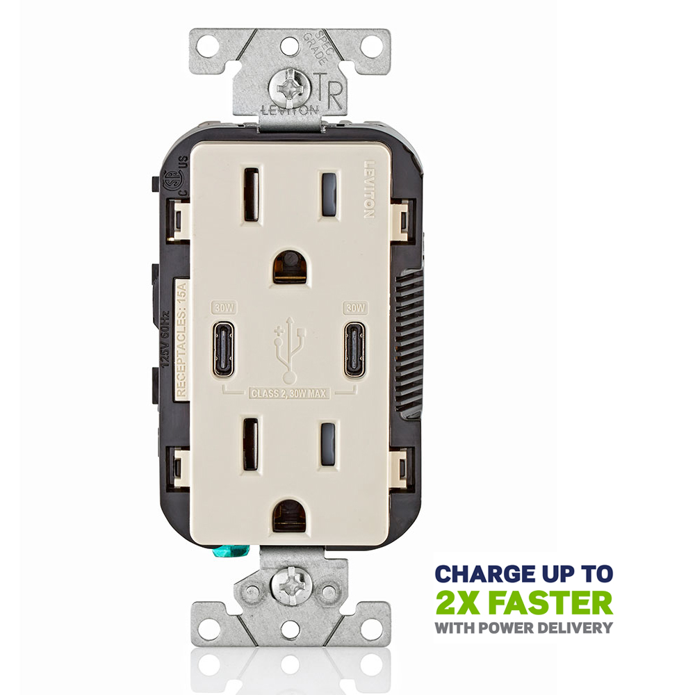 Product image for LEV T5635-G GY 15A TR RECPT USB TYP