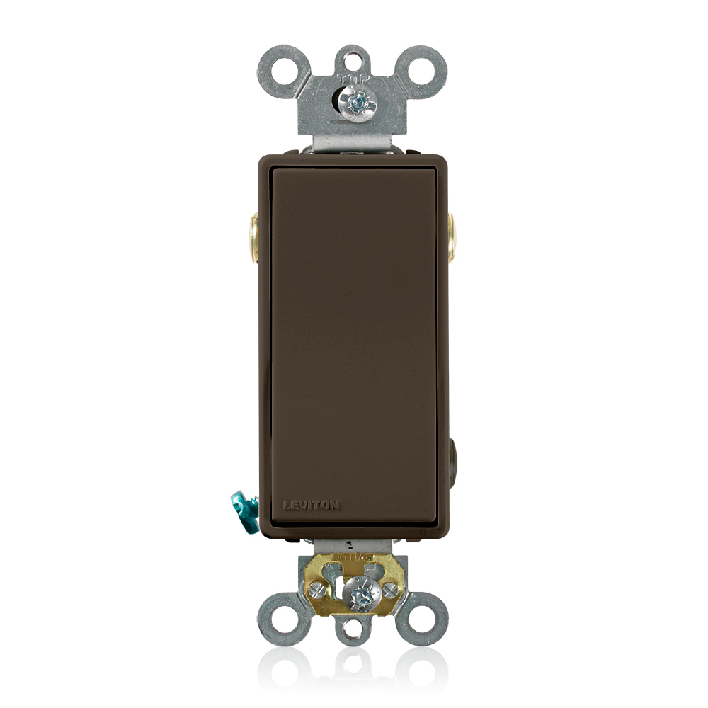 Product image for Leviton 5623-2 20 Amp 120/277 Volt Decora Plus Rocker 3-Way Commercial Spec Grade Self Grounding Brown AC Quiet Switch