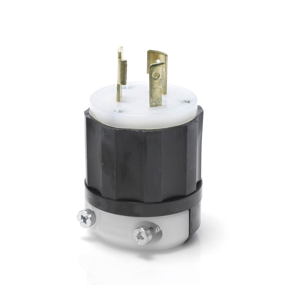 Product image for Leviton 2311 20amp 125v Black Locking Plug, 2-Pole 3-Wire, Industrial Grade
