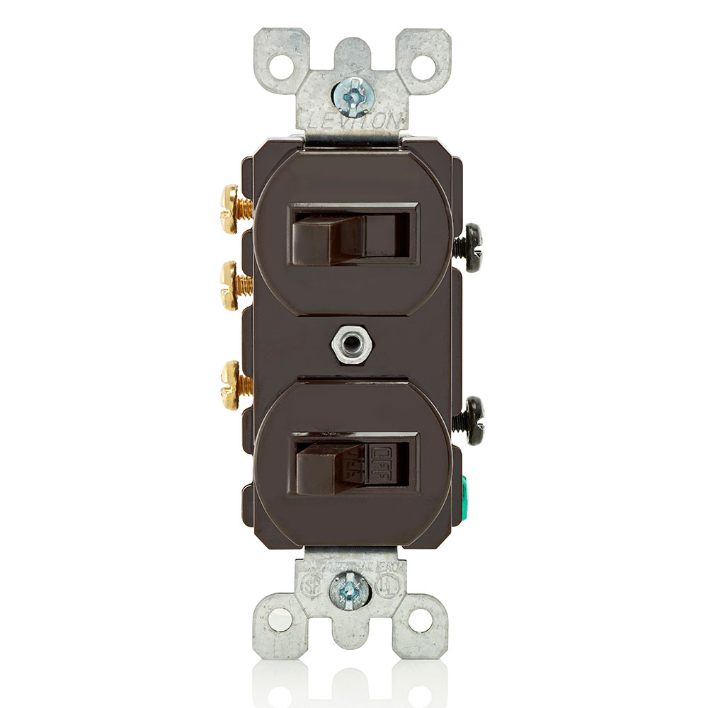 Product image for Leviton 5241 120/277 VAC 15 Amp Brown Thermoplastic Grounding Duplex Combination Switch