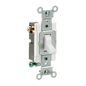 Product image for Leviton CS315-2W 120/277 VAC 15 Amp 2 Hp 3-Way White Thermoplastic Grounding Toggle Quiet Switch