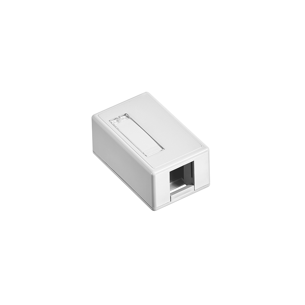 Product image for Leviton 41089-1WP 1.42 x 2.22 x 1.1 Inch 1-Port White Plastic Surface Mount Connector Module Box