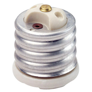 Product image for Leviton 8681 250 Volt 660 W White Glazed Porcelain 1-Piece Mogul to Medium Incandescent Lampholder Adapter