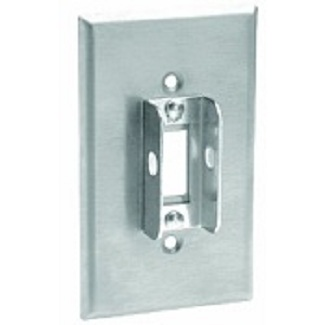 Product image for Leviton 84001-LOK 2.75 x 0.22 x 4.5 Inch 1-Gang Smooth Brushed 304 Stainless Steel Device Mount Lockout Standard Wallplate