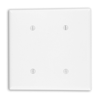 Product image for Leviton 88034 4.56 x 0.22 x 4.5 Inch 2-Gang Smooth White Thermoset Strap Mount Standard Blank Wallplate