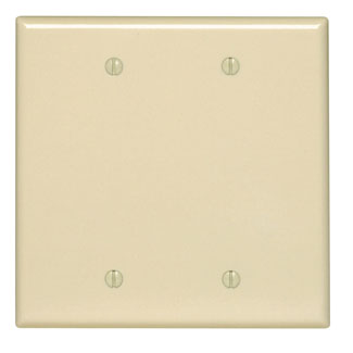 Product image for Leviton PJ23-I 2-Gang No Device Midway Size Thermoplastic Nylon Box Mount Ivory Blank Wallplate