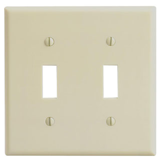Product image for Leviton 86009 2-Gang Toggle Switch Wallplate, Thermoset, Ivory