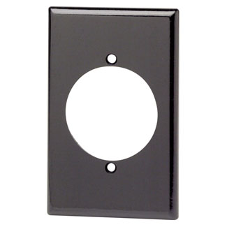 Product image for Leviton 80528-BLK 3.125 x 0.255 x 4.875 Inch 1-Gang Smooth Black Thermoset Device Mount Midway Receptacle Wallplate