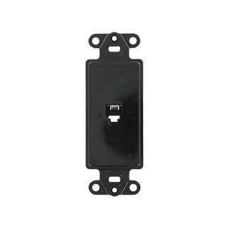 Product image for Leviton 40649-E Black Plastic Box Mount Screw Terminal 6-Position 4-Conductor Decorator Telephone and Video Insert