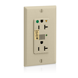 Product image for Leviton 8380-IGI 125 Volt 20 Amp 2-Pole 3-Wire NEMA 5-20R 1 Hp Ivory Nylon Straight Blade Duplex Receptacle