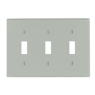 Product image for Leviton 87011 3-Gang Toggle Device Mount Switch Standard Size Thermoset Grey Wallplate