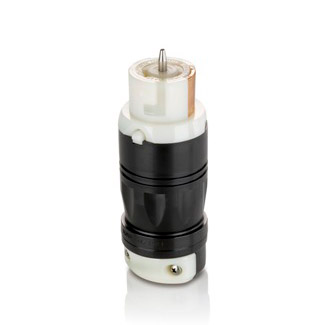 Product image for Leviton CS8164C 50 Amp 3-Phase 480 VAC 3-Pole 4 Wire Black and White Industrial Grade Black/White Locking Connector