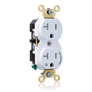 Product image for LEV 5362-1PW WH DUP REC SPLIT W/1PL
