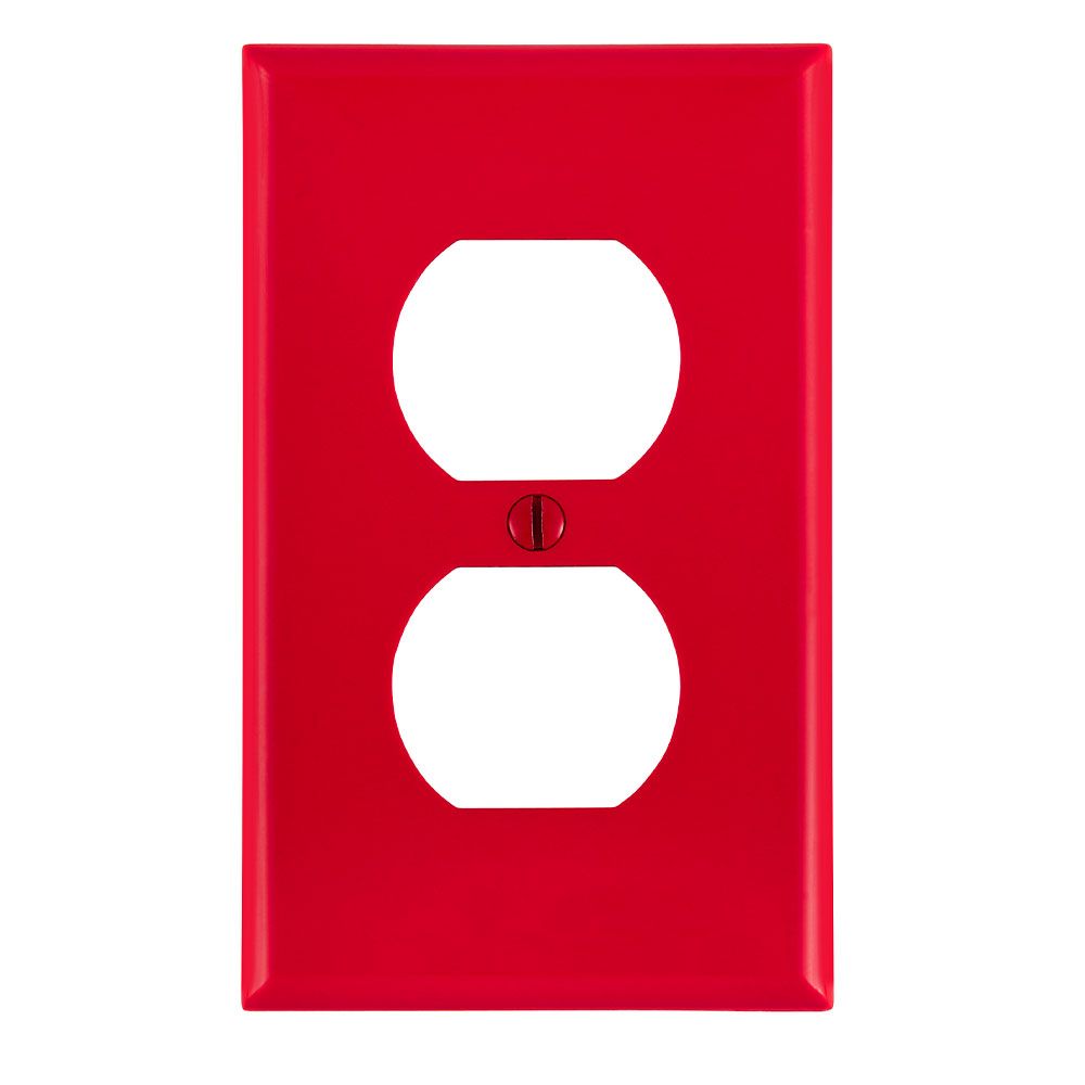 Product image for Leviton 80703-R 1-Gang Thermoplastic Nylon Duplex Wallplate, Red