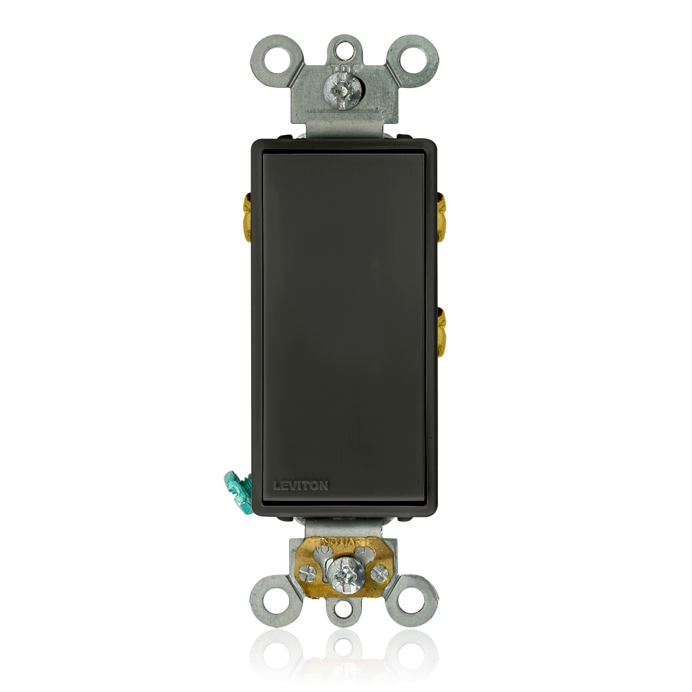 Product image for Leviton 5685-2E 15 Amp 120/277 Volt Decora Plus 1-Pole Double Throw Center Off Maintained Contact Black Rocker Switch