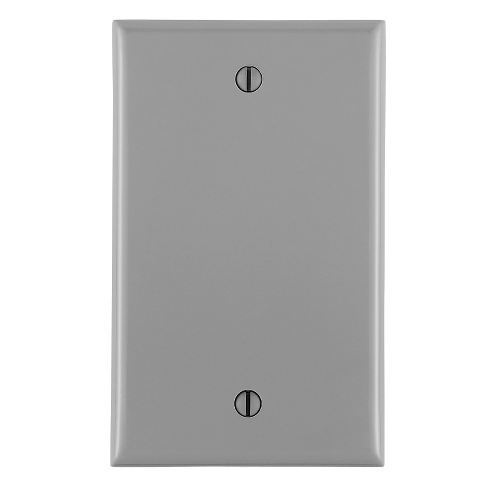 Product image for Leviton 80714-GY 2.75 x 0.22 x 4.5 Inch 1-Gang Smooth Gray Thermoplastic Nylon Box Mount Standard Blank Wallplate