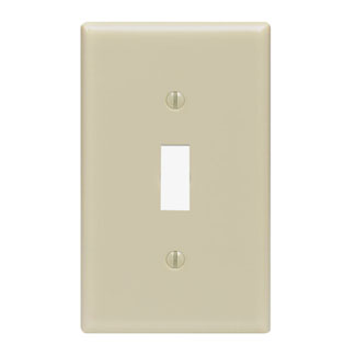 Product image for Leviton 86001 1-Gang Toggle Switch Wallplate, Thermoset, Ivory