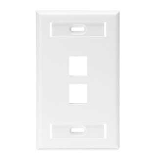 Product image for Leviton 42080-2WS Single Gang 2-Port White QuickPort Wallplate with ID Windows