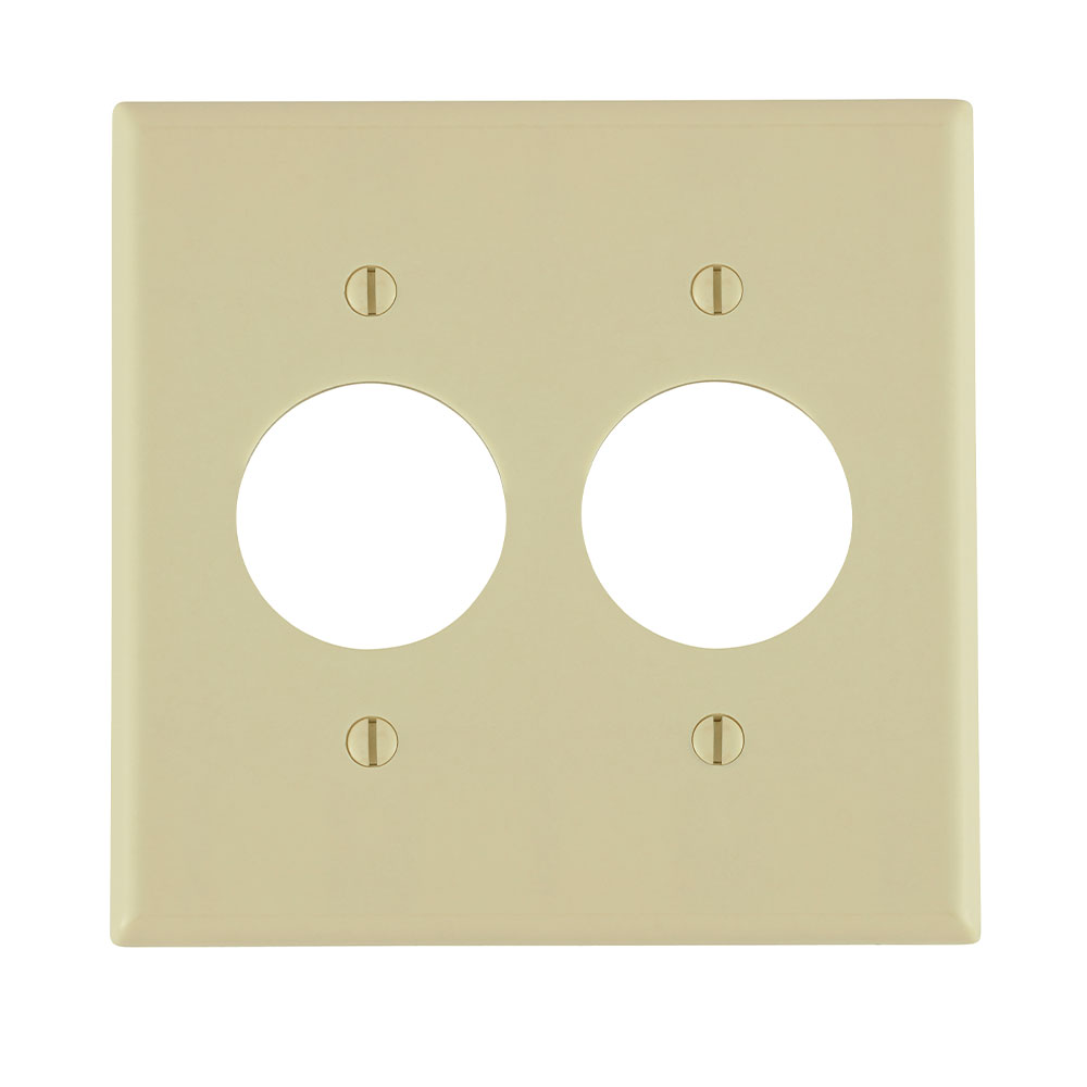 Product image for Leviton 86052 2-Gang 1.406" Hole Wallplate, Thermoset, Ivory