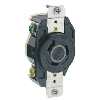 Product image for Leviton 2330 277 Volt 20 Amp 2-Pole 3-Wire NEMA L7-20R 2 Hp Black Nylon Grounding Flush Mount Locking Receptacle
