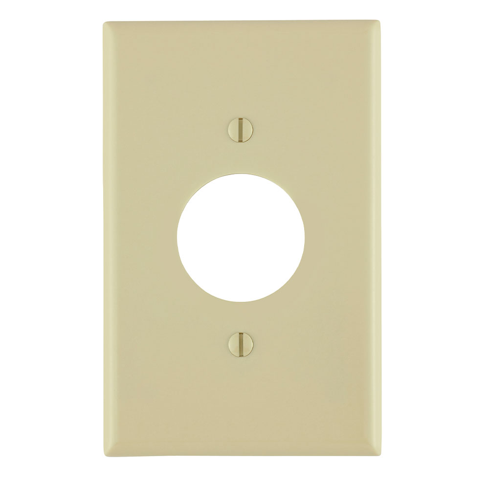 Product image for Leviton 80504-I 3.125 x 0.255 x 4.875 Inch 1-Gang Smooth Ivory Thermoset Device Mount Midway Receptacle Wallplate