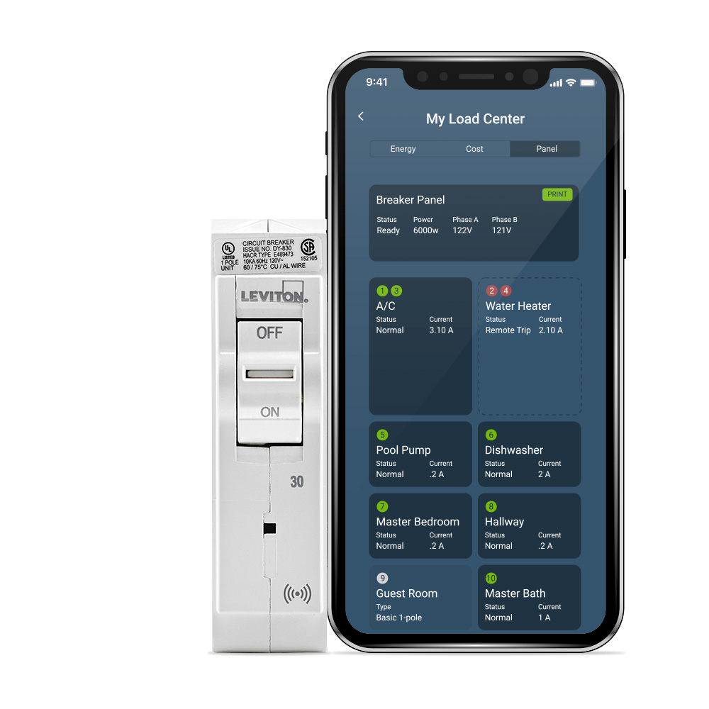 Product image for LEV LB130-S 30A 1-POLE SMART BRKR