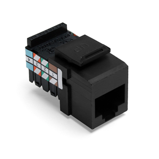 Product image for Leviton 41108-RE8 USOC Black Plastic Snap-In 8-Position 8-Conductor UTP Voice Grade Connector