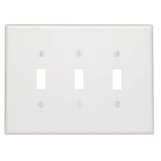 Product image for Leviton 88111 3-Gang Toggle Device Mount Switch Oversized Thermoset White Wallplate