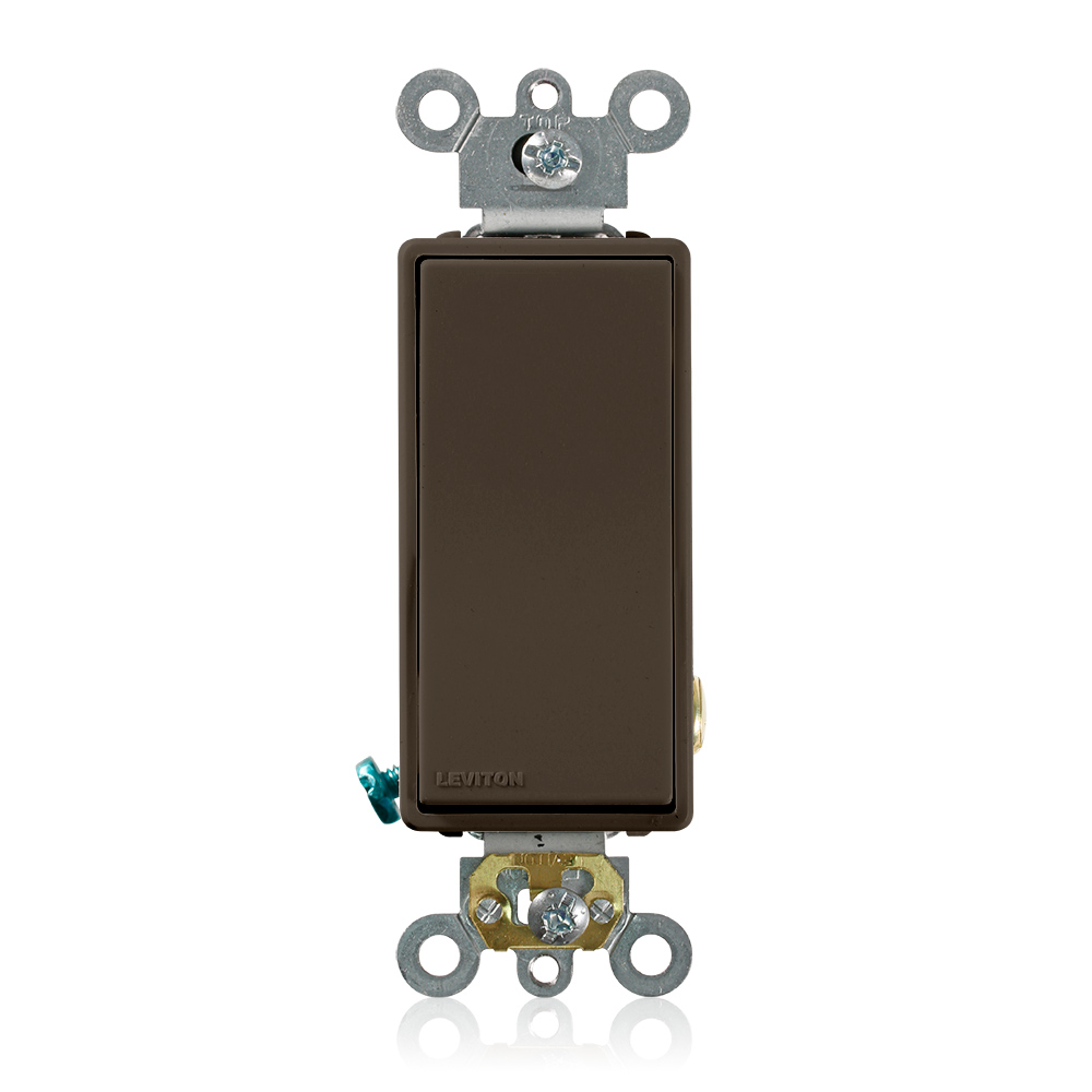 Product image for Leviton 5621-2 20 Amp 120/277 Volt Decora Plus Rocker 1-Pole Brown AC Quiet Switch