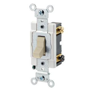Product image for Leviton CSB3-15I 15 Amp 120/277 Volt Toggle 3-Way Commercial Spec Grade Grounding Ivory AC Quiet Switch