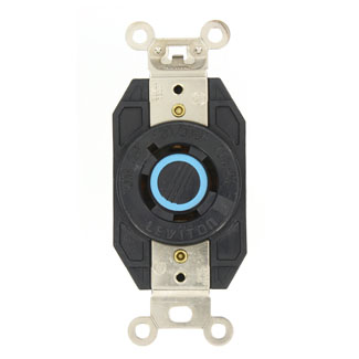 Product image for Leviton 2440 20 Amp 120/208 Volt NEMA L18-20R 4-Pole 4 Wire Flush Mounting Industrial Grade Black Locking Receptacle
