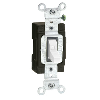 Product image for Leviton 5501-LHW 15 Amp 120 Volt Toggle Lighted Handle Illuminated Off 1-Pole Commercial Grade White AC Quiet Switch